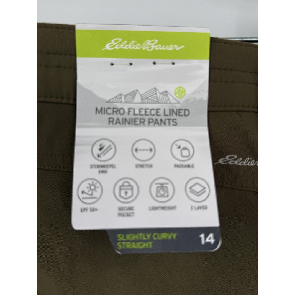 Eddie Bauer Womens Rainier Fleece Lined Cargo Hiking Pants Olive 14 NWT Gorpcore - Picture 4 of 5